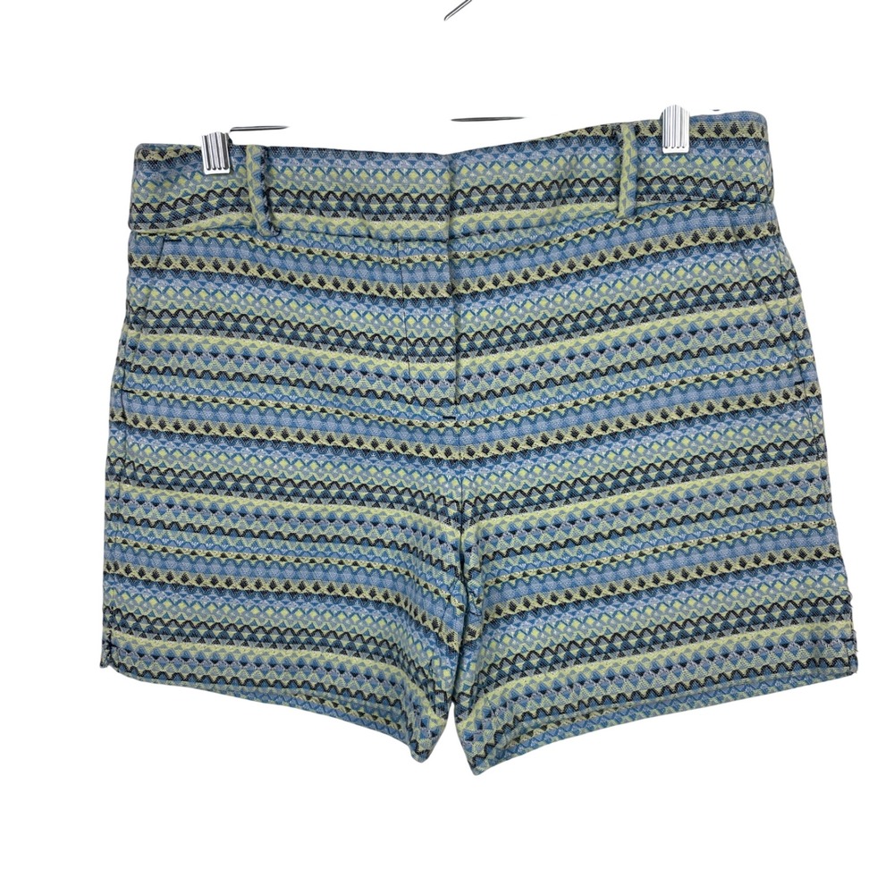 Ann Taylor LOFT The Riviera Short Blue Green Geometric Jacquard Size 6